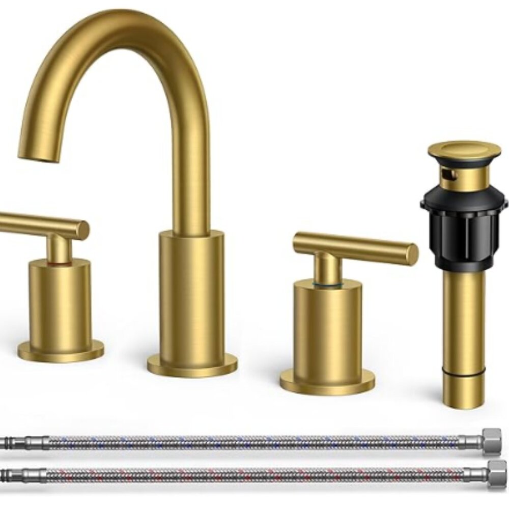 FORIOUS 8-Inch Widespread Brushed Gold Bathroom Faucet NIB